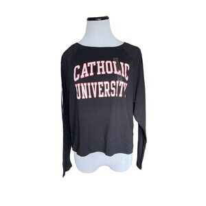 Under Armour Womens Meta Mesh Crew Shirt Size M Black‎ Catholic University New